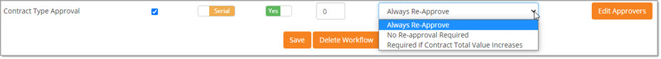 Contract Type Workflow Re-Approval Rules